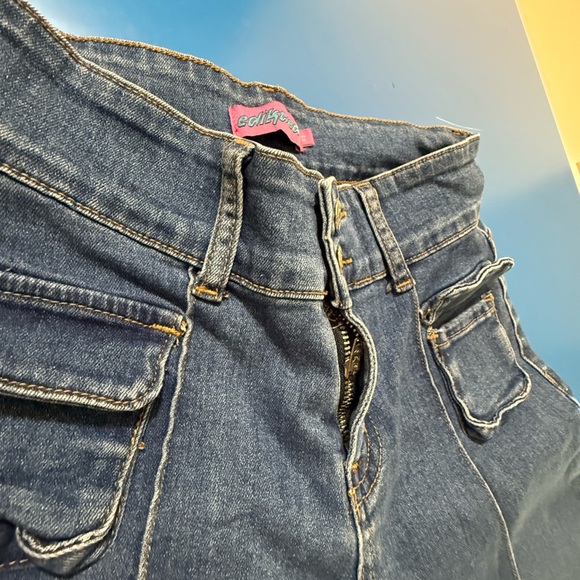 Edikted Dark Blue Boot Cut Jeans. Size XS=25. Like New. - Picture 3 of 6